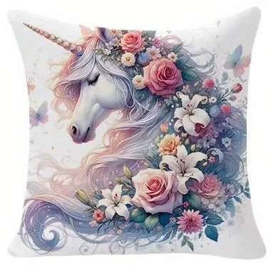 Coussin Licorne "Unicorn Flowers #2" / Coussins Féeriques