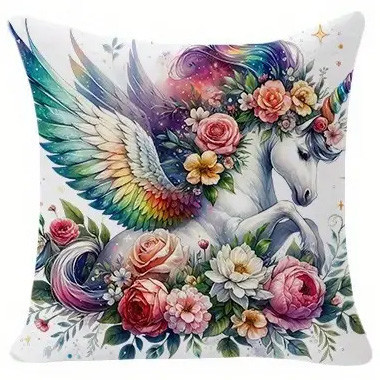 Coussin Licorne "Unicorn Flowers #3" / Nouveautés