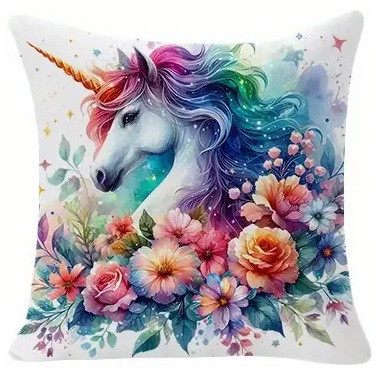 Coussin Licorne "Unicorn Flowers" / Coussins Féeriques