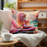 Coussin Sir&egrave;ne - Pink Flower Mermaid