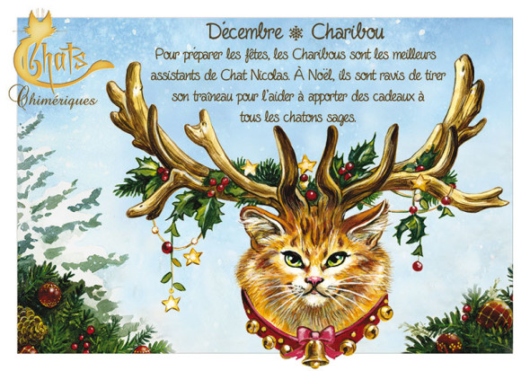 Carte Postale Chat "Décembre - Charibou" / Carterie Chats
