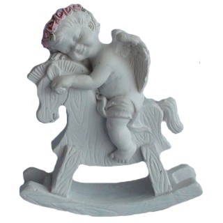 Ange sur cheval à bascule / Statuettes Anges