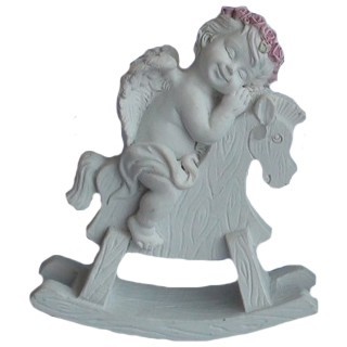 Ange sur cheval à bascule / Statuettes Anges