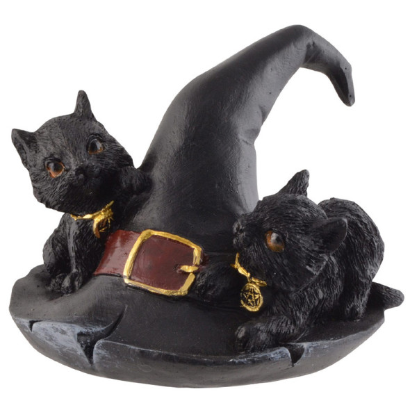 Chats noirs "Witch Hat" / Statuettes Chats Féeriques