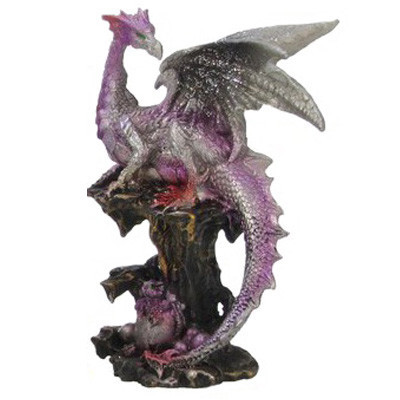 Dragon sur rocher avec bébé / Toutes les Figurines de Dragons