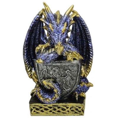 Dragon bleu avec bouclier / Toutes les Figurines de Dragons