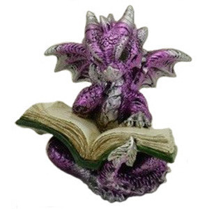 Dragon violet avec livre / Toutes les Figurines de Dragons