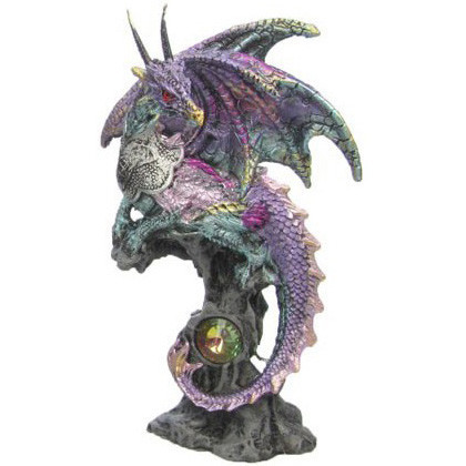 Dragon sur rocher avec cristal / Dragons Colorés