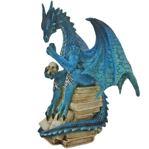 Dragon bleu sur livres / Toutes les Figurines de Dragons