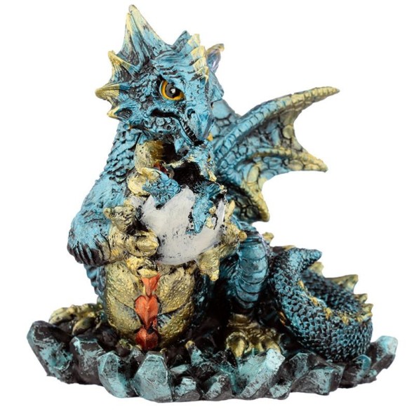 Maman Dragon bleu avec bébé / Dragons Colorés