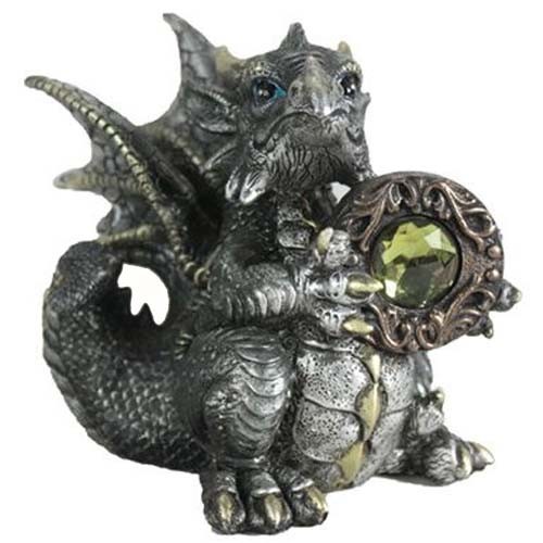Dragon argenté avec cristal / Statuettes Dragons