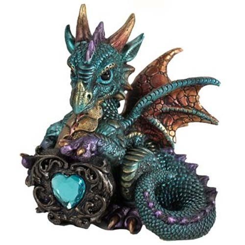 Dragon bleu avec cristal / Statuettes Dragons