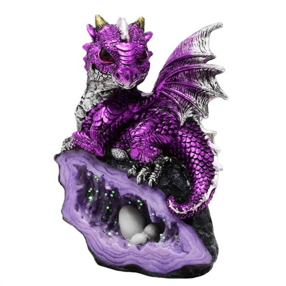 Dragon violet sur géode / Statuettes Dragons