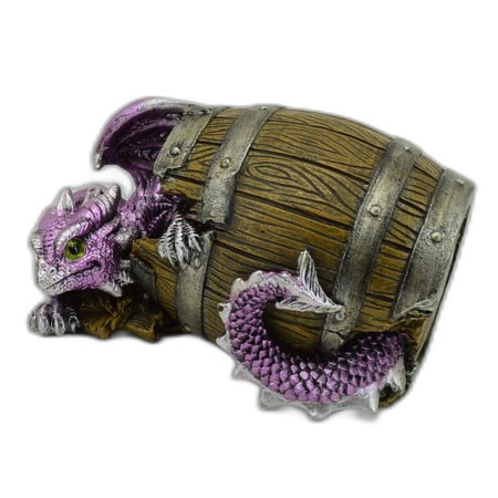 Dragon violet dans tonneau / Toutes les Figurines de Dragons