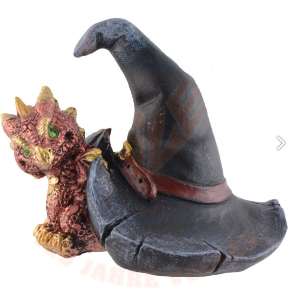 Dragon rouge avec chapeau de Sorcière / Statuettes Dragons