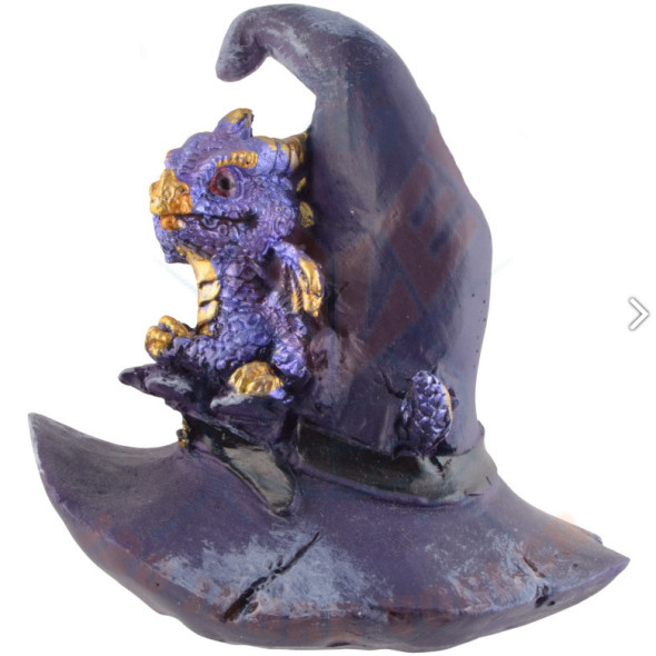Dragon violet avec chapeau de Sorcière / Toutes les Figurines de Dragons