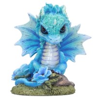 Figurine Dragon - Blue Poppy Flower Dragon