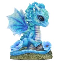 Figurine Dragon - Blue Poppy Flower Dragon