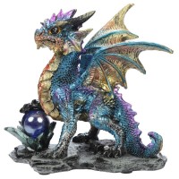 Figurine Dragon bleu avec boule DRG428