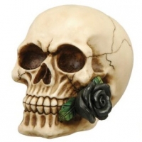 Figurine Crâne avec rose noire