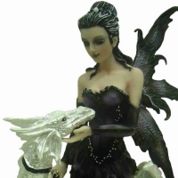 figurine f&eacute;e avec dragon blanc NP366L