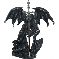 Figurine Dragon noir avec épée