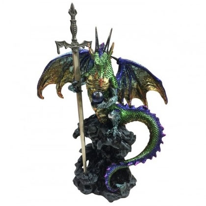 Dragon Multicolore avec épée / Toutes les Figurines de Dragons