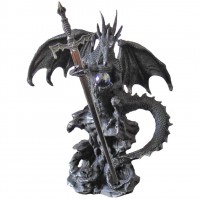 Figurine de Dragon noir avec épée