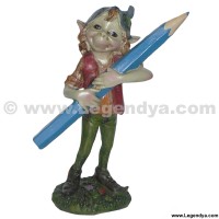 figurine pixie avec crayon bleu