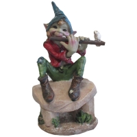 Figurine Pixie joueur de flute sur dolmen