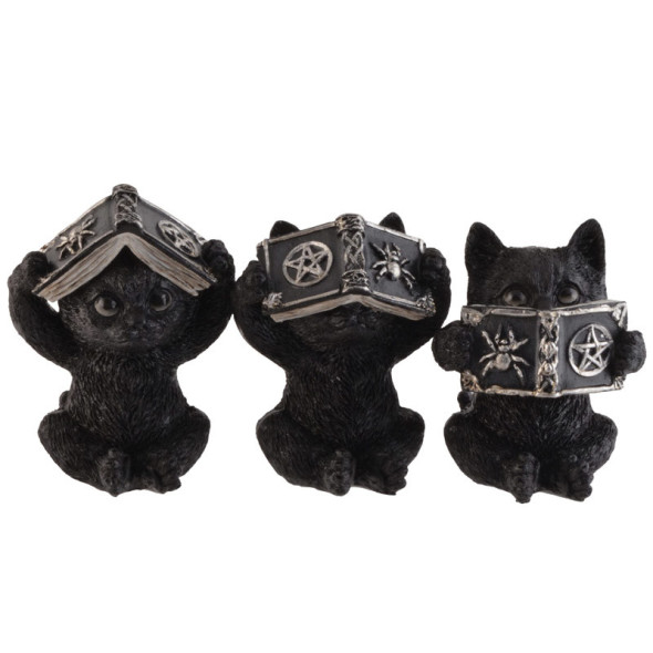 Chats noirs "Secret du Bonheur" / Statuettes Chats Féeriques