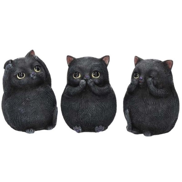 Chats noirs "Secret du Bonheur" / Figurines de Chats Féeriques