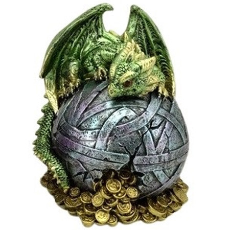 Dragon vert sur boule trésor / Toutes les Figurines de Dragons