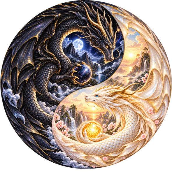 Magnet G&eacute;ant Dragons Yin Yang / Magnets Dragons