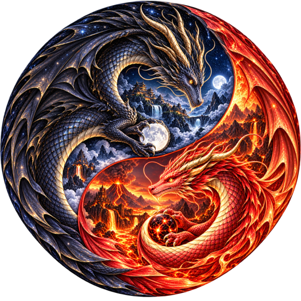 Magnet G&eacute;ant Dragons Yin Yang / Magnets Dragons