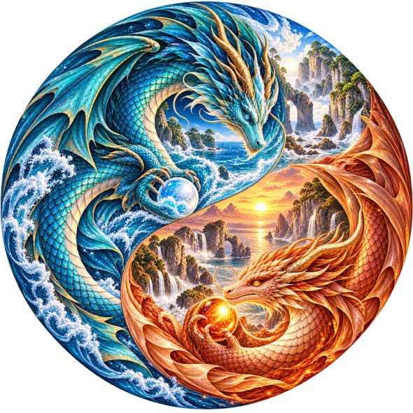 Magnet G&eacute;ant Dragons Yin Yang / Magnets Dragons