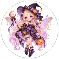 Magnet G&eacute;ant F&eacute;e d'Halloween Sorci&egrave;re #01