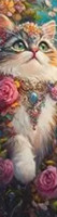 Marque-Page Chat avec fleurs
