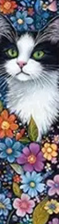 Marque-Page Chat avec fleurs / Marque-Pages Chats