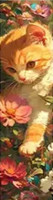 Marque-Page Chat avec fleurs