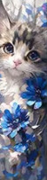 Marque-Page Chat avec fleurs