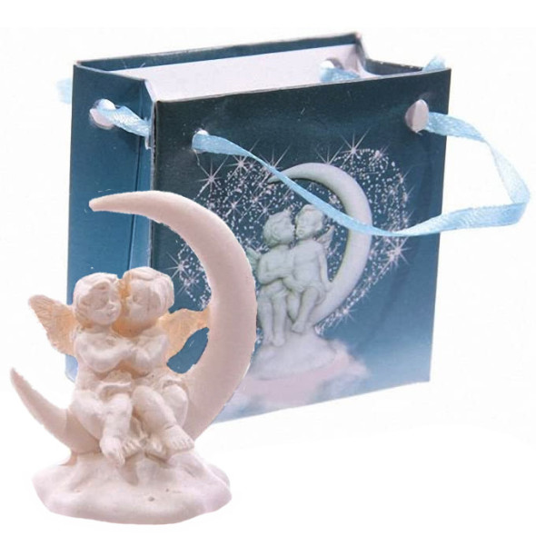 Mini Figurine anges sur Lune + Sac / Statuettes Anges