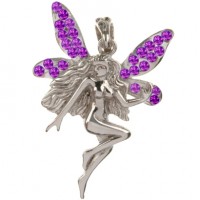pendentif fée strass violets
