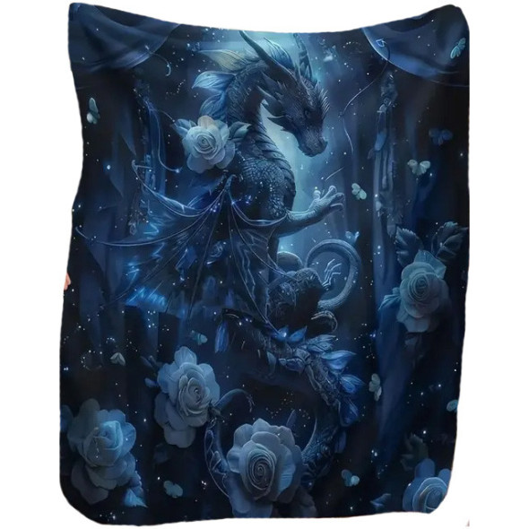 Plaid Géant Dragon "Blue Roses dragon" / Nouveautés
