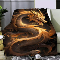 Plaid Dragon - Gold Oriental Dragon