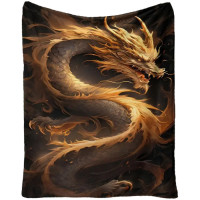 Plaid Dragon - Gold Oriental Dragon