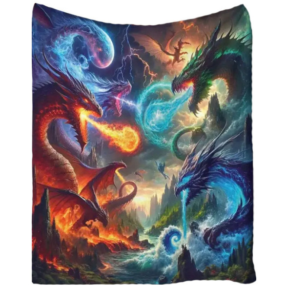 Plaid Géant Dragons "Dragon's War" / Plaids Féeriques
