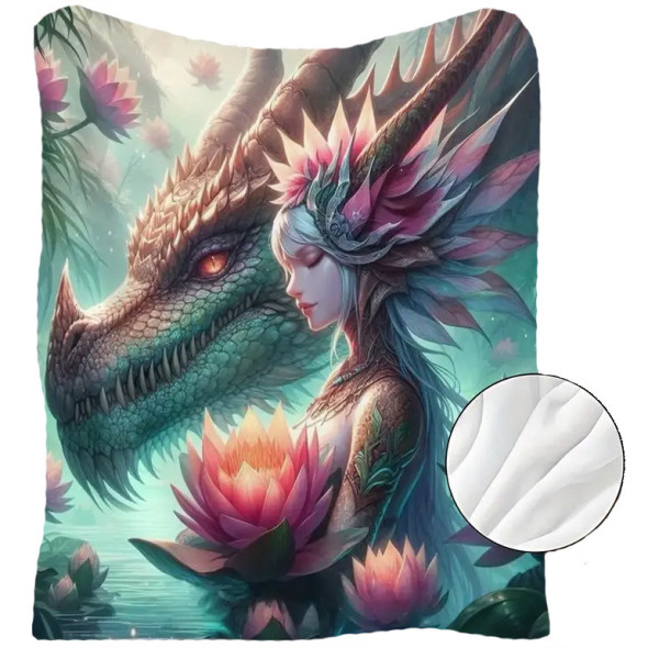 Plaid "Dragon & Waterlily Elf " 150x200 cm / Plaids Dragons