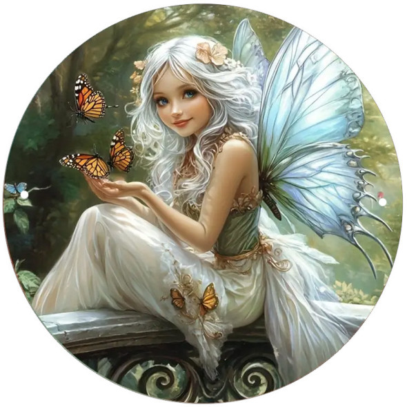 Plaque métal "Butterfly Fairy" / Décorations Murales Fées