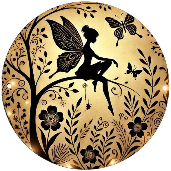 Plaque métal "Fairy Silhouette #12" / Décorations Murales Fées